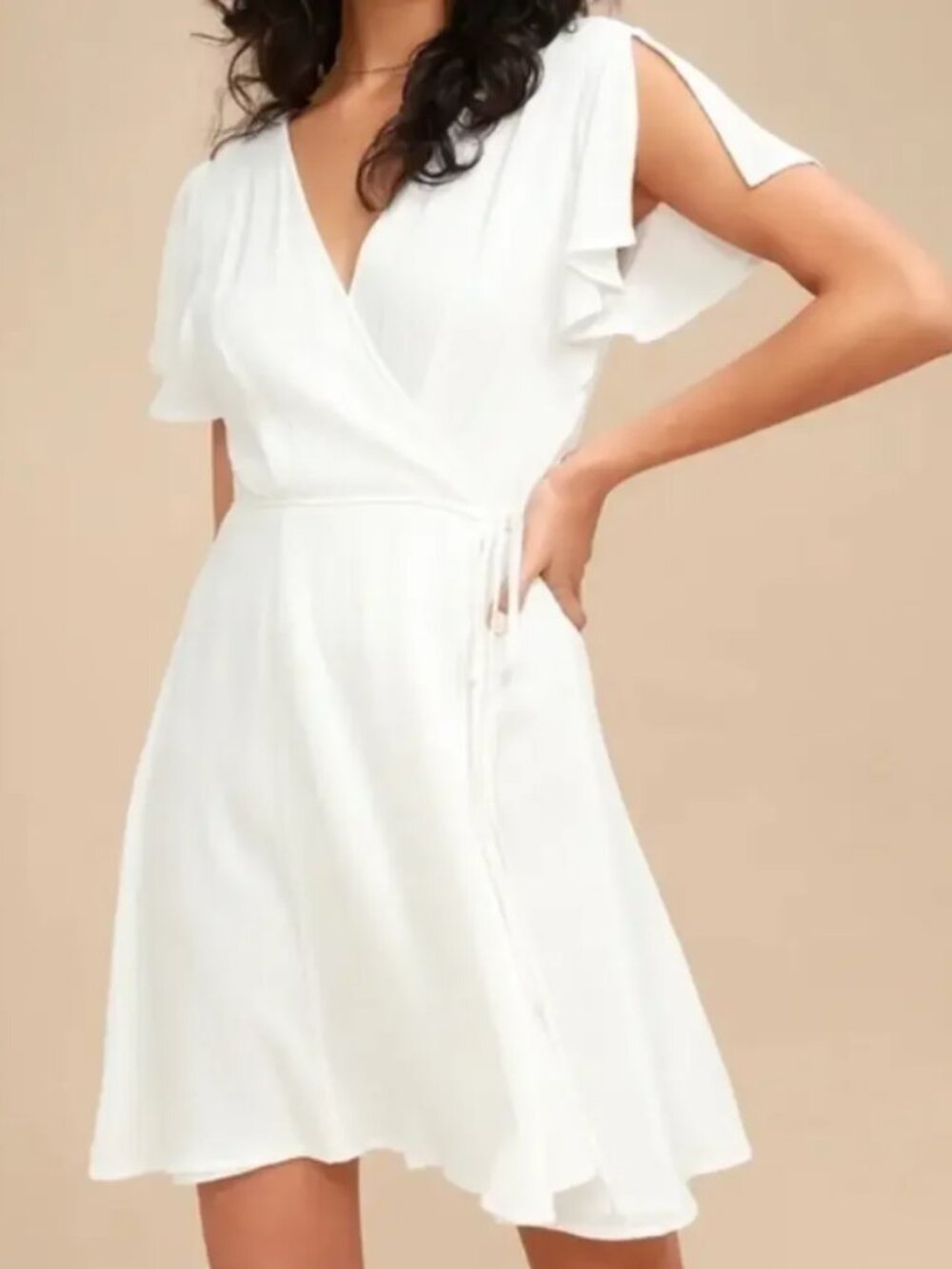 NWOT Lulu's Harbor Point Wrap Mini Dress in White| Excellent Condition | SZ Med